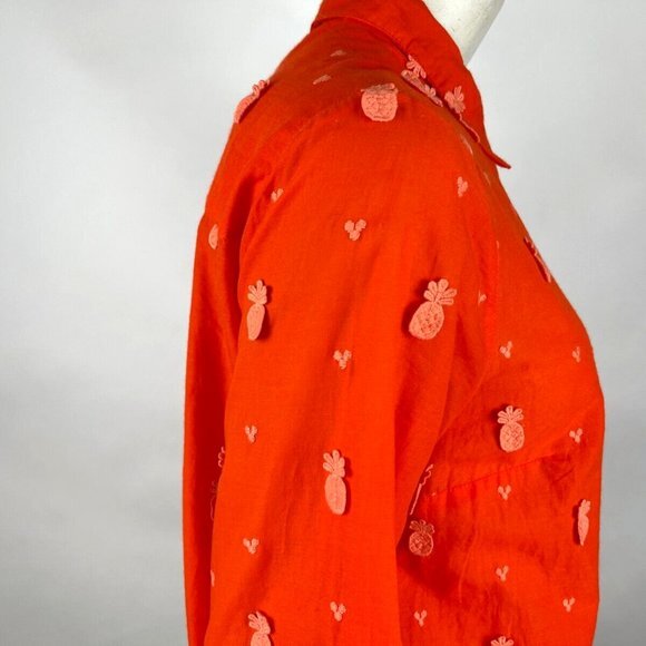 Anthropologie Maeve Classic Embroidered Blouse Women 10 NWOT Pineapple Shirt Top - Picture 9 of 16
